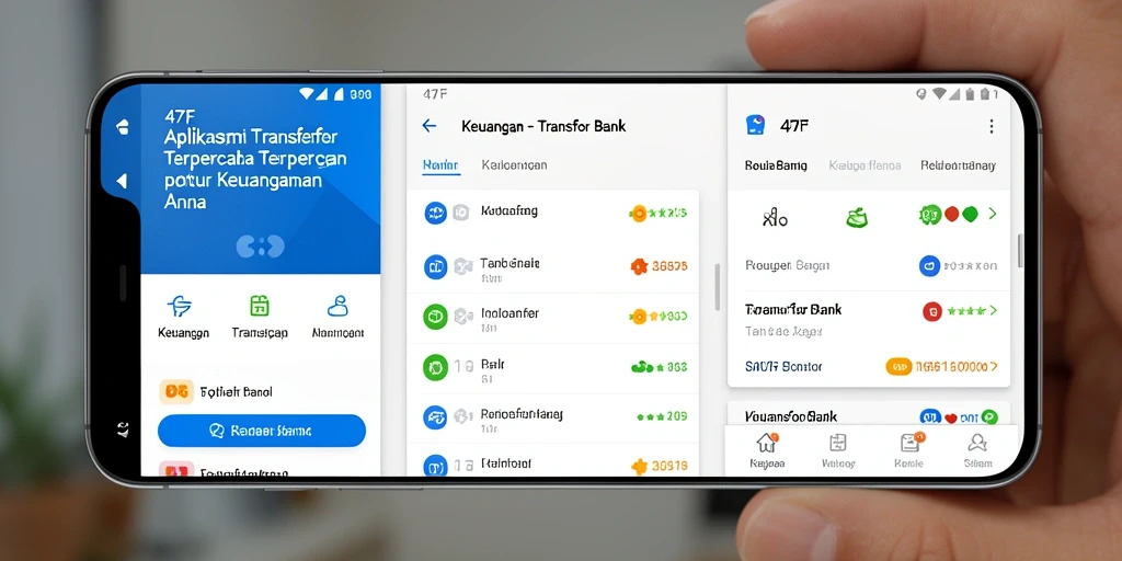 Tampilan antarmuka aplikasi 47F dalam fungsi Transfer Bank.