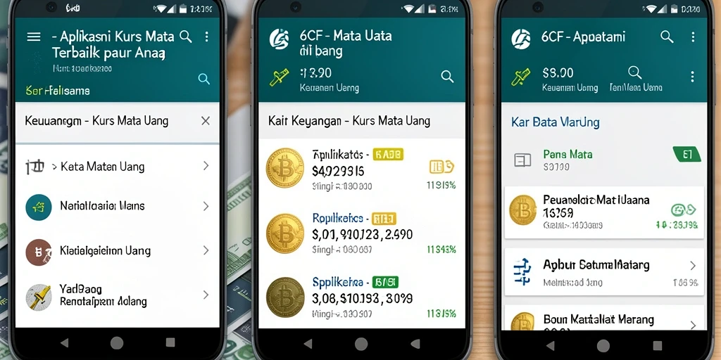 Tampilan antarmuka aplikasi 6CF untuk kurs mata uang.