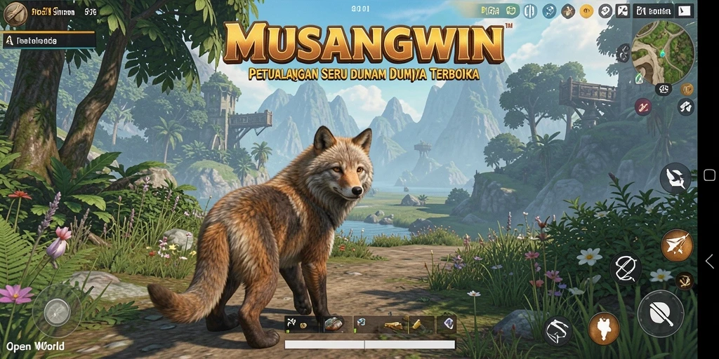 Screenshot utama MUSANGWIN menampilkan grafis menakjubkan dalam dunia terbuka.