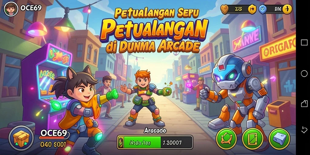 Antarmuka menarik dan dinamis dari OCE69 saat bermain.