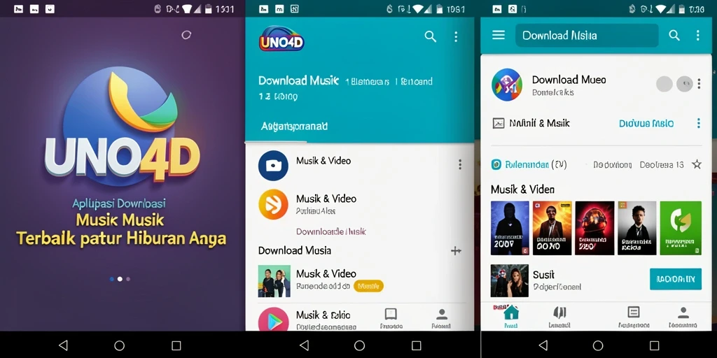 Antarmuka aplikasi UNO4D untuk mengunduh musik dengan mudah.